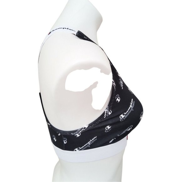 Champion Wireless Sports Bra Womens Size Medium Black Racerback Straps High Neck - Picture 5 of 8